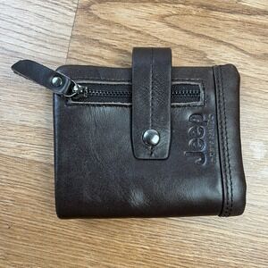 JEEP Wallet Brown Men's Leather Snap Closure NEW